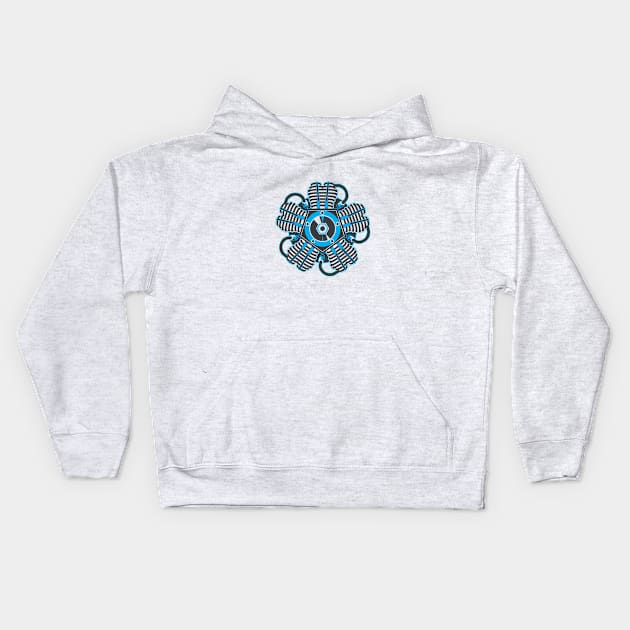 Radial Engine Two-tone Aqua Kids Hoodie by SteveGrime